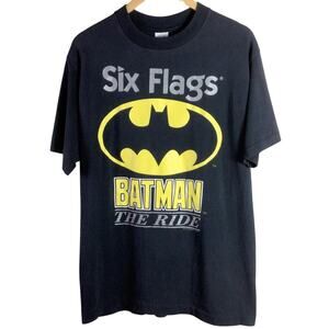 Vintage 1994 Six Flags Batman The Ride T Shirt Gray XL